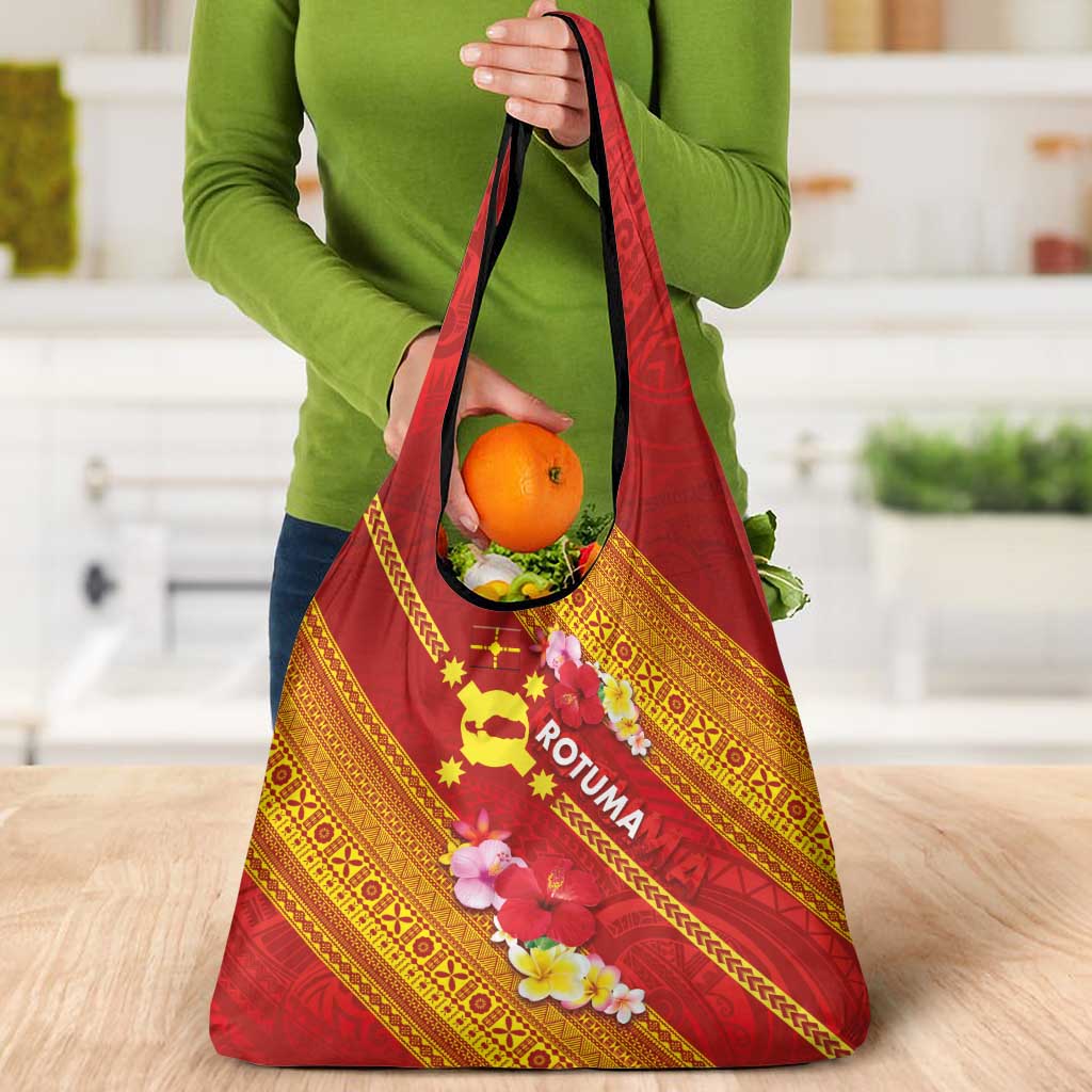 Rotuma Island Grocery Bag Fijian Tapa with Polynesian Art and Hibiscus LT03 - Polynesian Pride