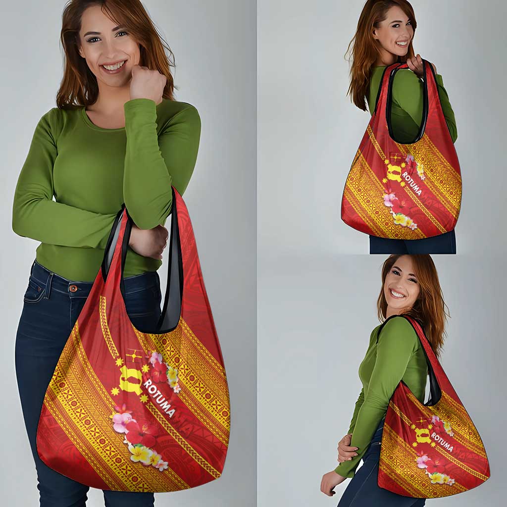Rotuma Island Grocery Bag Fijian Tapa with Polynesian Art and Hibiscus LT03 - Polynesian Pride