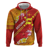 Rotuma Island Hoodie Fijian Tapa with Polynesian Art and Hibiscus LT03 Pullover Hoodie Red - Polynesian Pride