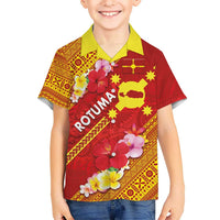 Rotuma Island Kid Hawaiian Shirt Fijian Tapa with Polynesian Art and Hibiscus LT03 Kid Red - Polynesian Pride