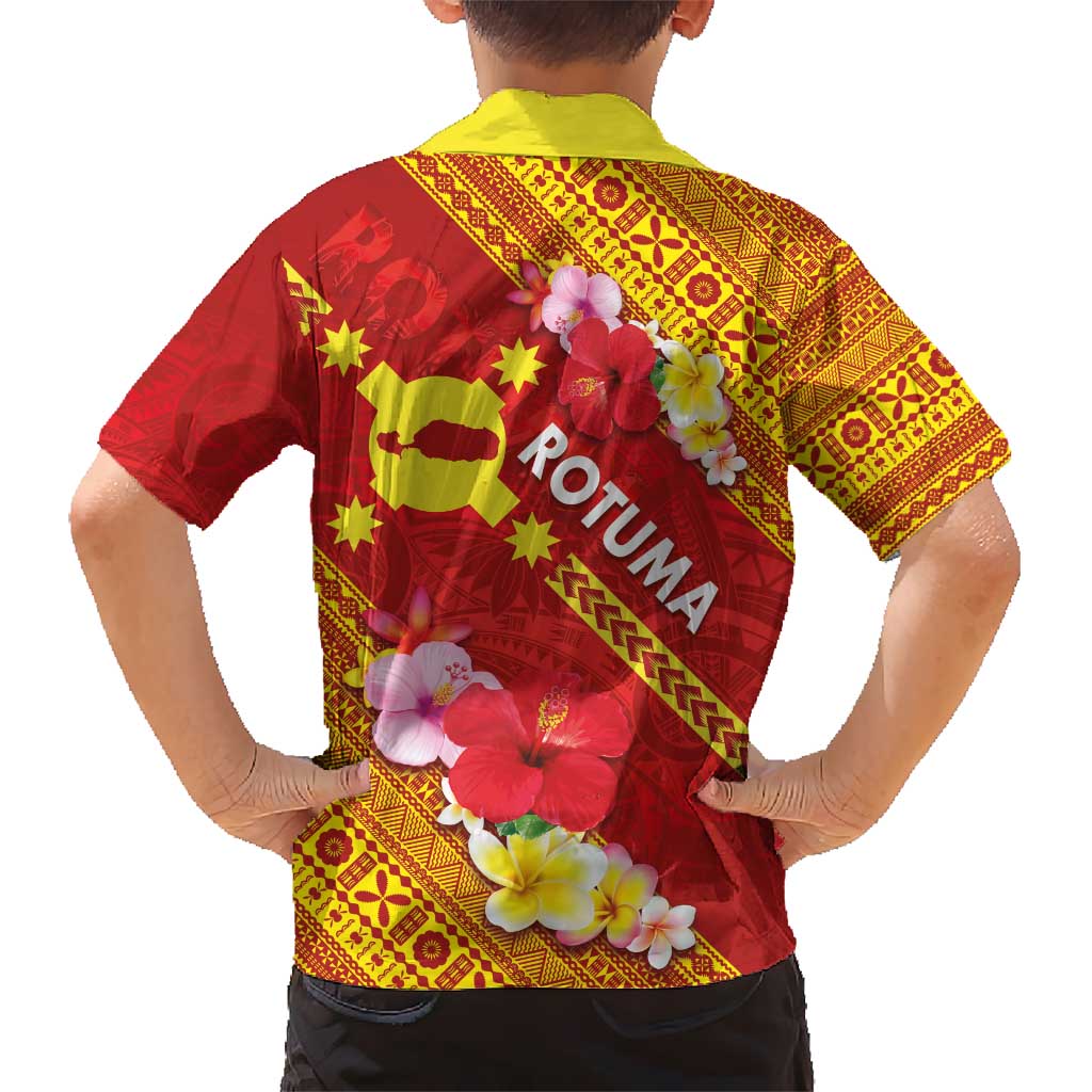Rotuma Island Kid Hawaiian Shirt Fijian Tapa with Polynesian Art and Hibiscus LT03 - Polynesian Pride