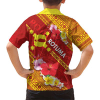 Rotuma Island Kid Hawaiian Shirt Fijian Tapa with Polynesian Art and Hibiscus LT03 - Polynesian Pride