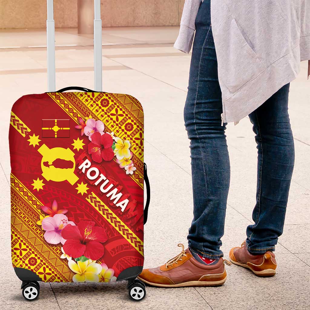 Rotuma Island Luggage Cover Fijian Tapa with Polynesian Art and Hibiscus LT03 Red - Polynesian Pride