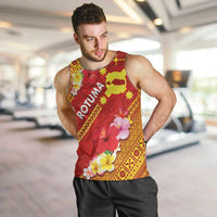 Rotuma Island Men Tank Top Fijian Tapa with Polynesian Art and Hibiscus LT03 Red - Polynesian Pride
