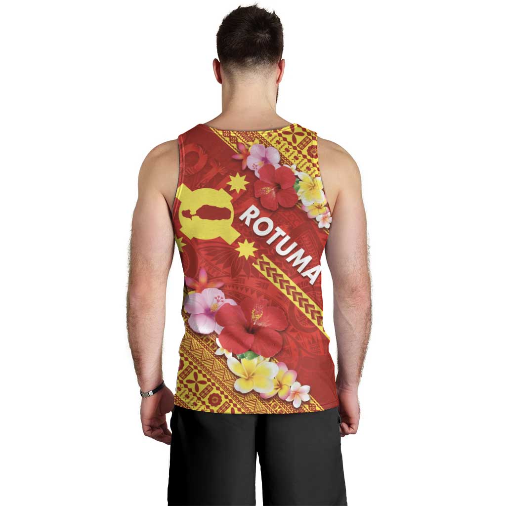 Rotuma Island Men Tank Top Fijian Tapa with Polynesian Art and Hibiscus LT03 - Polynesian Pride