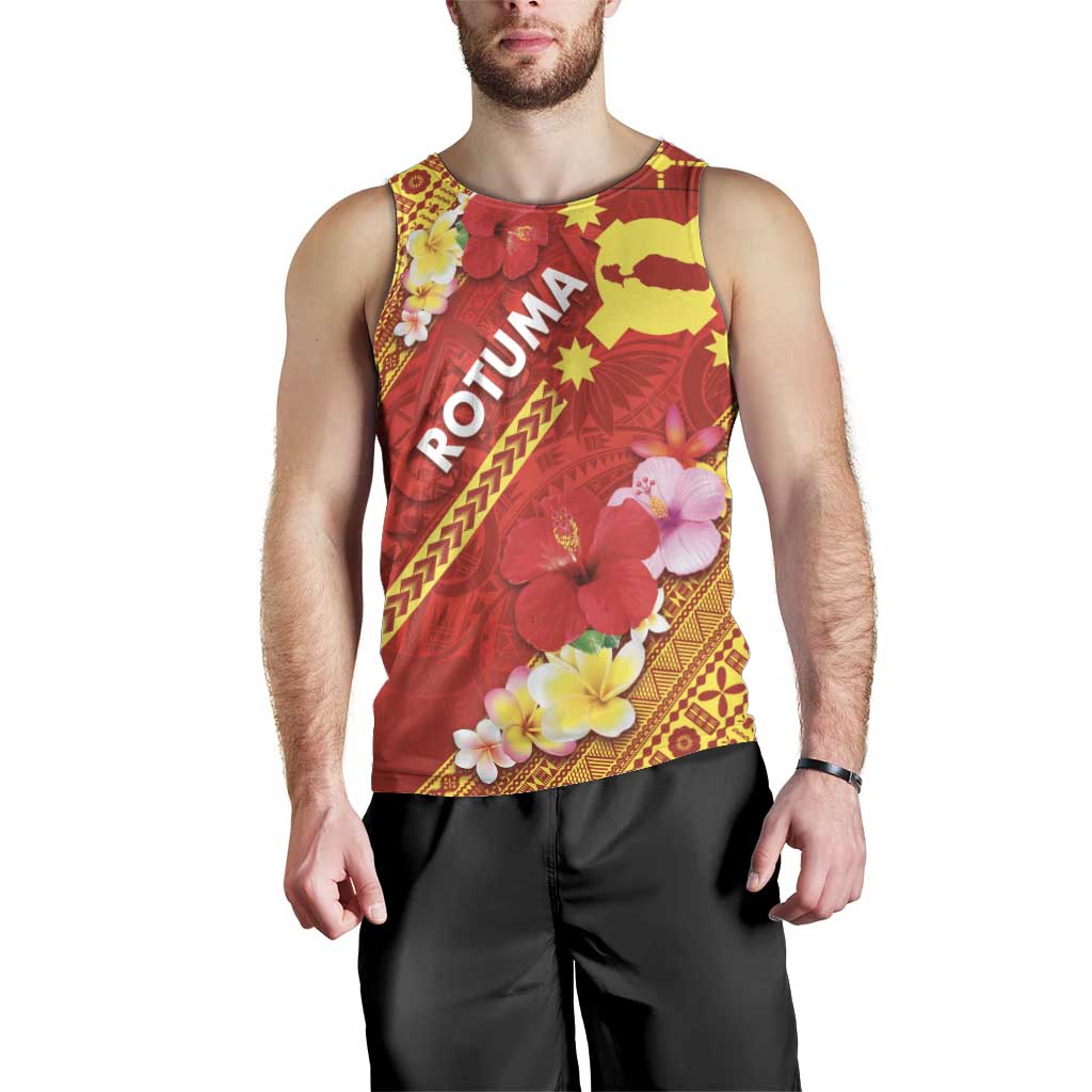 Rotuma Island Men Tank Top Fijian Tapa with Polynesian Art and Hibiscus LT03 - Polynesian Pride