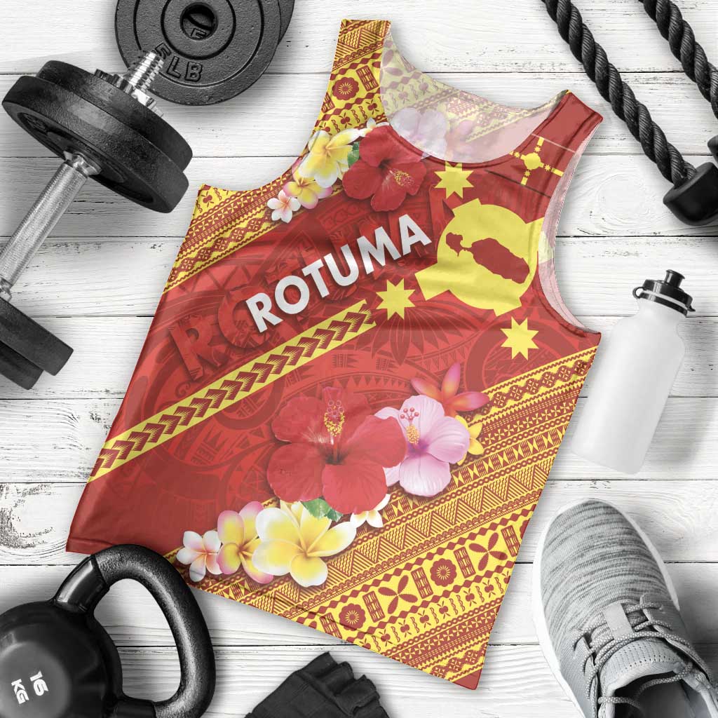 Rotuma Island Men Tank Top Fijian Tapa with Polynesian Art and Hibiscus LT03 - Polynesian Pride