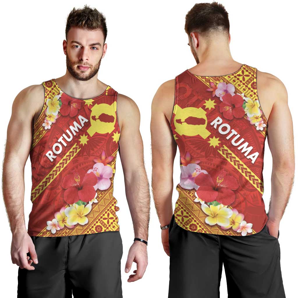 Rotuma Island Men Tank Top Fijian Tapa with Polynesian Art and Hibiscus LT03 - Polynesian Pride