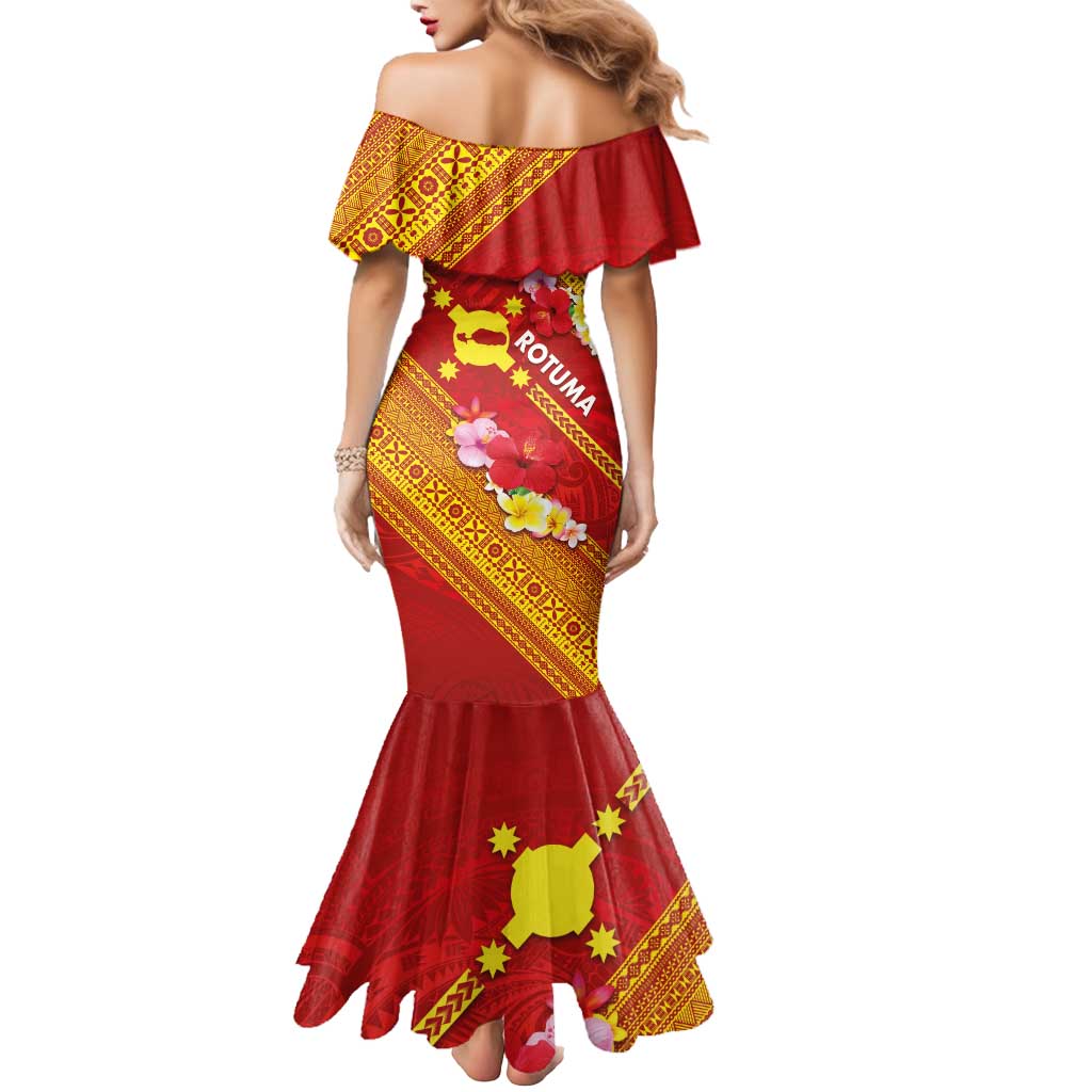 Rotuma Island Mermaid Dress Fijian Tapa with Polynesian Art and Hibiscus LT03 - Polynesian Pride