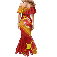 Rotuma Island Mermaid Dress Fijian Tapa with Polynesian Art and Hibiscus LT03 - Polynesian Pride