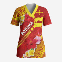 Rotuma Island Scrub Top Fijian Tapa with Polynesian Art and Hibiscus - Polynesian Pride