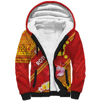 Rotuma Island Sherpa Hoodie Fijian Tapa with Polynesian Art and Hibiscus LT03 Unisex Red - Polynesian Pride