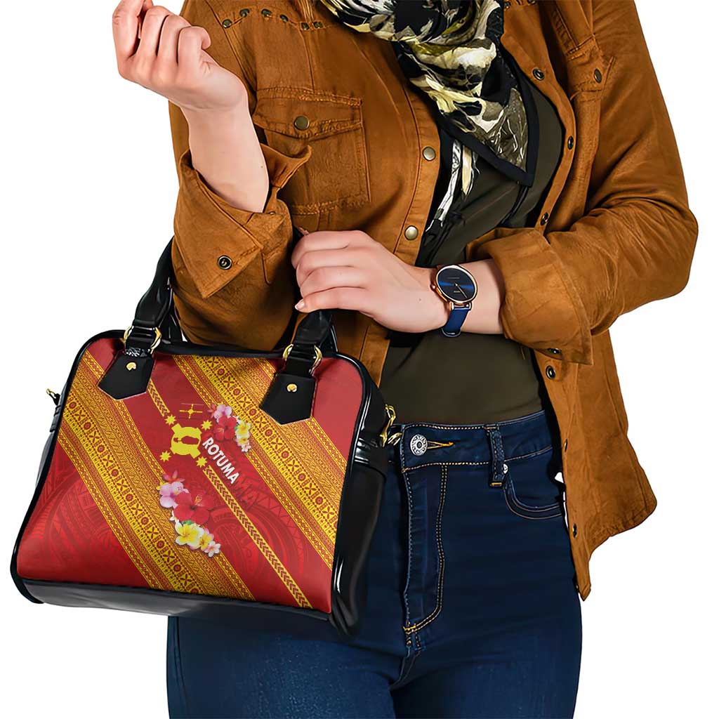 Rotuma Island Shoulder Handbag Fijian Tapa with Polynesian Art and Hibiscus