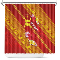 Rotuma Island Shower Curtain Fijian Tapa with Polynesian Art and Hibiscus LT03 Red - Polynesian Pride