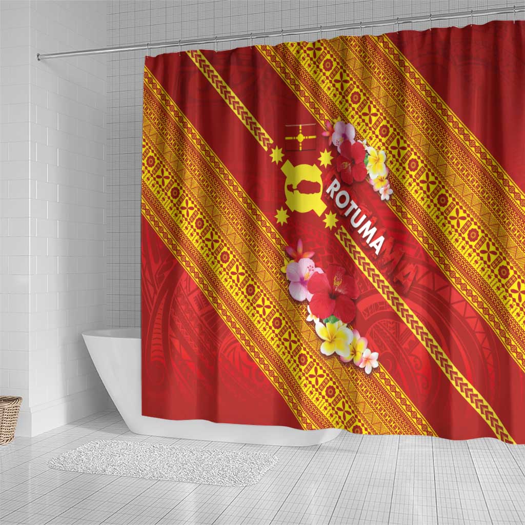 Rotuma Island Shower Curtain Fijian Tapa with Polynesian Art and Hibiscus LT03 - Polynesian Pride