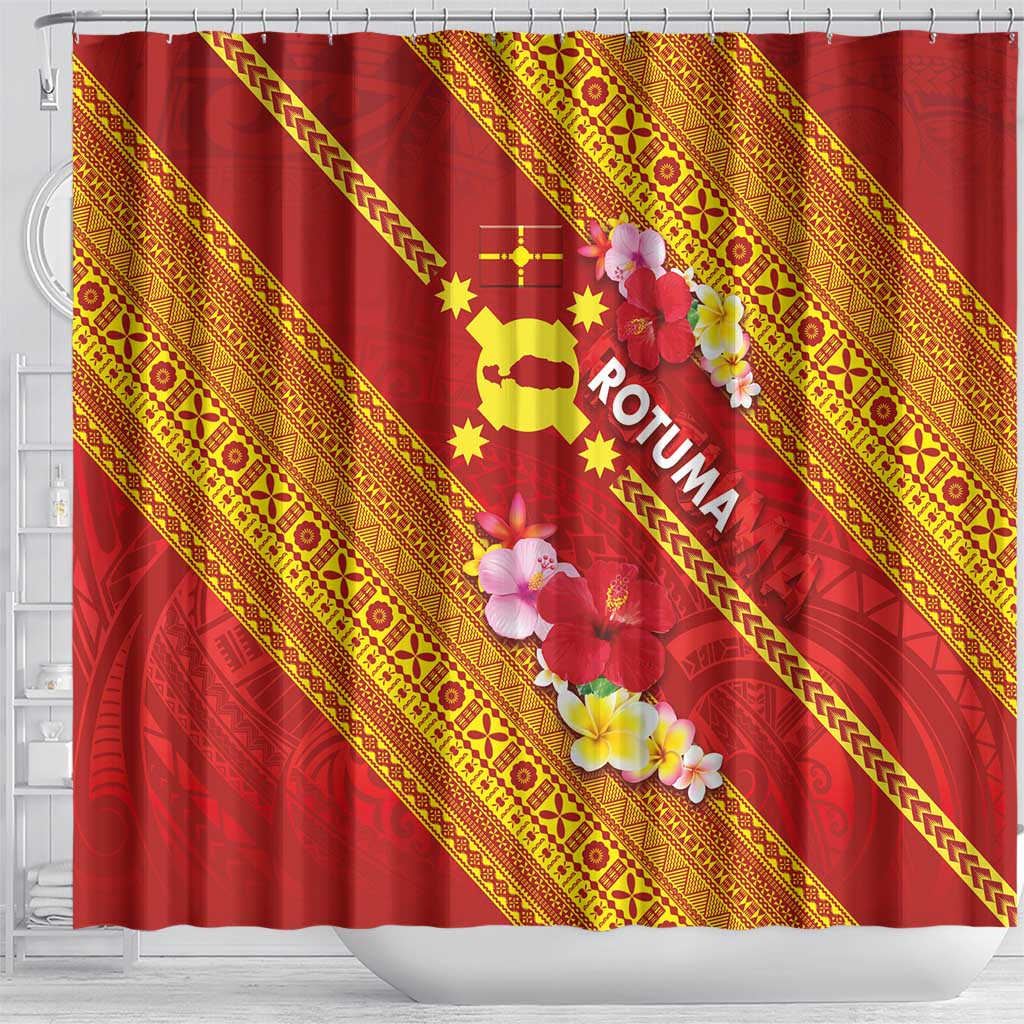 Rotuma Island Shower Curtain Fijian Tapa with Polynesian Art and Hibiscus LT03 - Polynesian Pride
