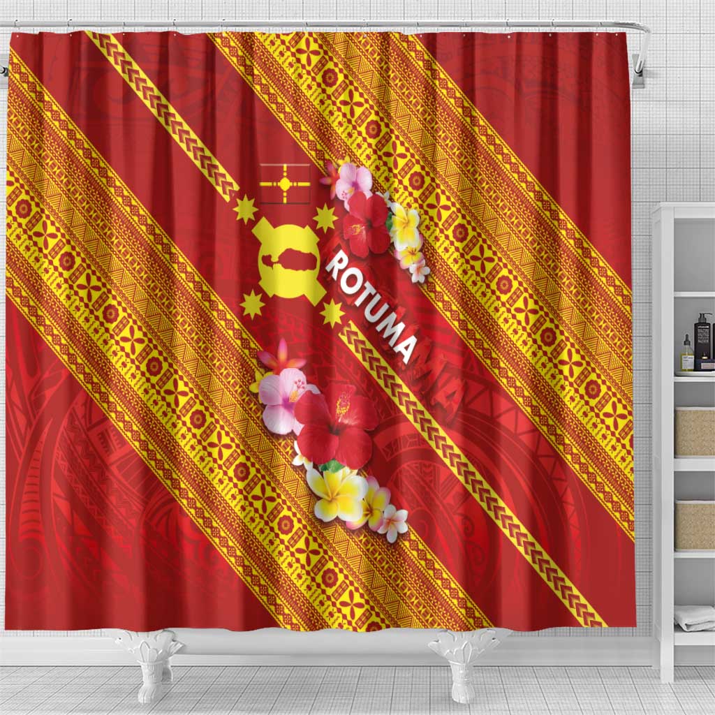 Rotuma Island Shower Curtain Fijian Tapa with Polynesian Art and Hibiscus LT03 - Polynesian Pride