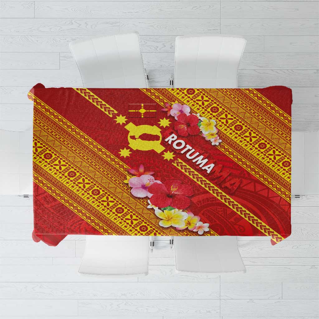 Rotuma Island Tablecloth Fijian Tapa with Polynesian Art and Hibiscus LT03 Red - Polynesian Pride