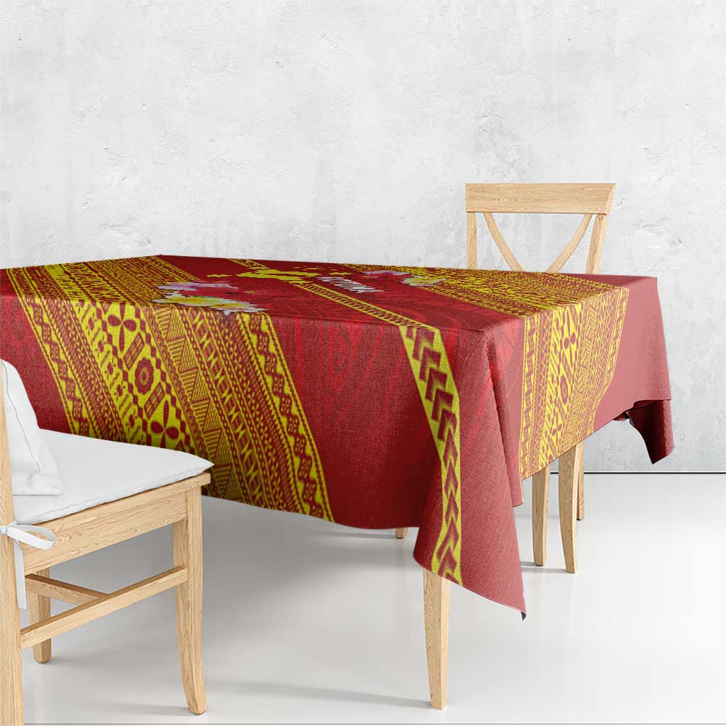 Rotuma Island Tablecloth Fijian Tapa with Polynesian Art and Hibiscus LT03 - Polynesian Pride
