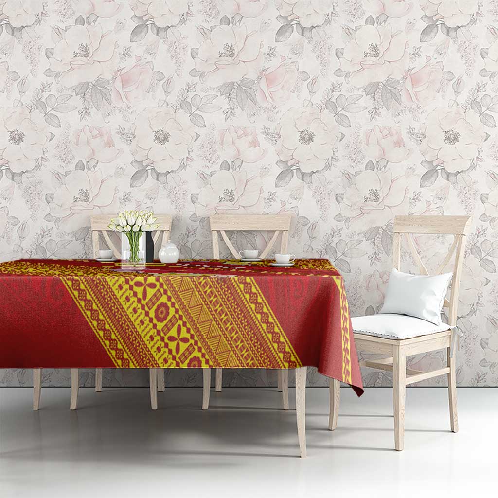 Rotuma Island Tablecloth Fijian Tapa with Polynesian Art and Hibiscus LT03 - Polynesian Pride