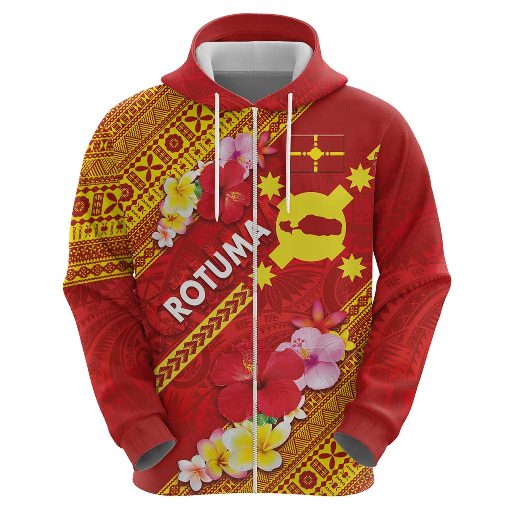 Rotuma Island Zip Hoodie Fijian Tapa with Polynesian Art and Hibiscus LT03 - Polynesian Pride