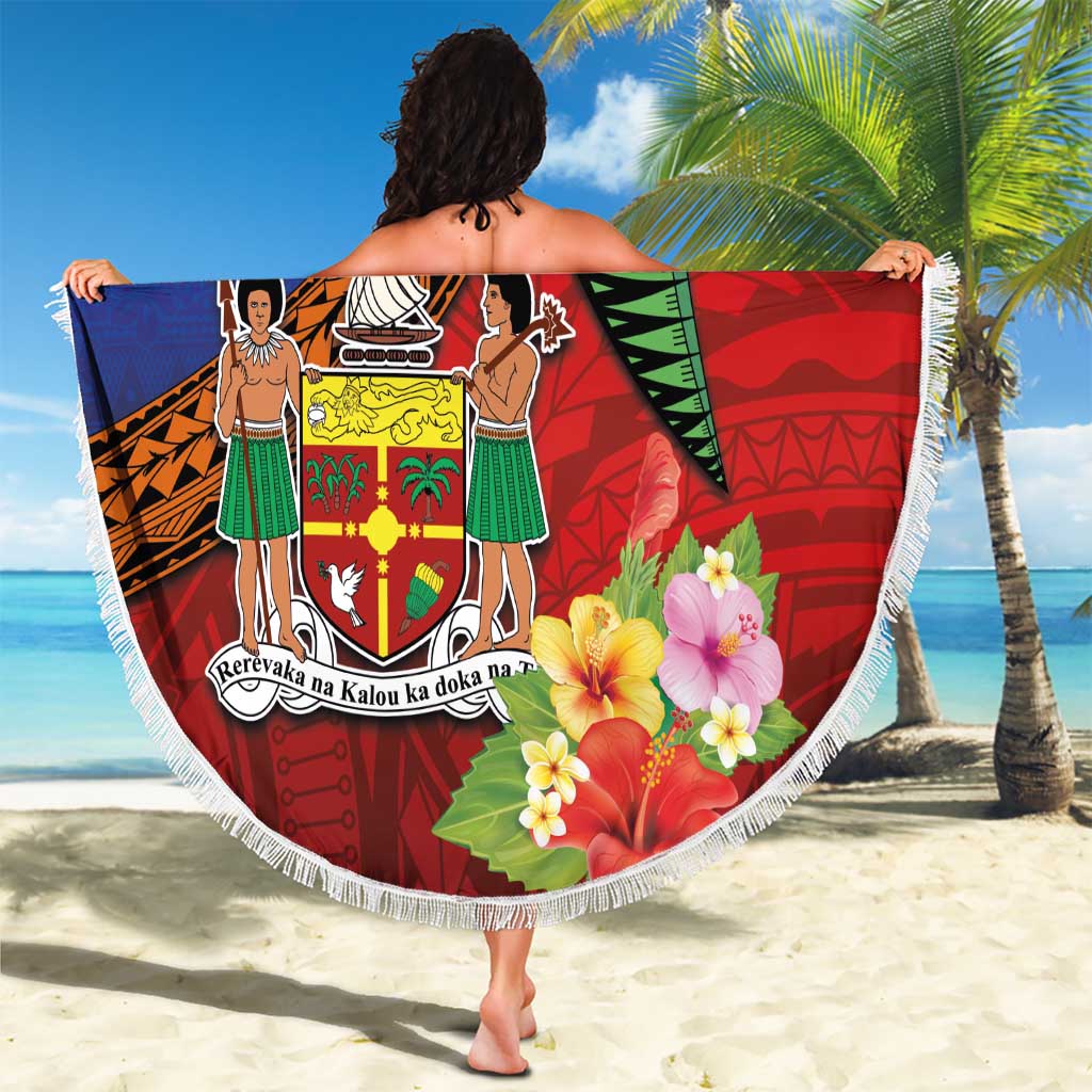 Personalised Fiji and Rotuma Together Beach Blanket Fjian Masi and Pacific Pattern Mix Culture