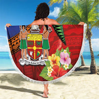 Personalised Fiji and Rotuma Together Beach Blanket Fjian Masi and Pacific Pattern Mix Culture
