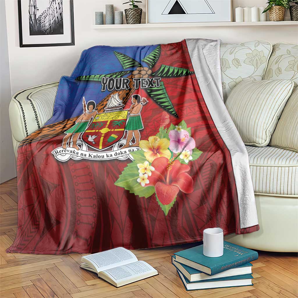 Personalised Fiji and Rotuma Together Blanket Fjian Masi and Pacific Pattern Mix Culture