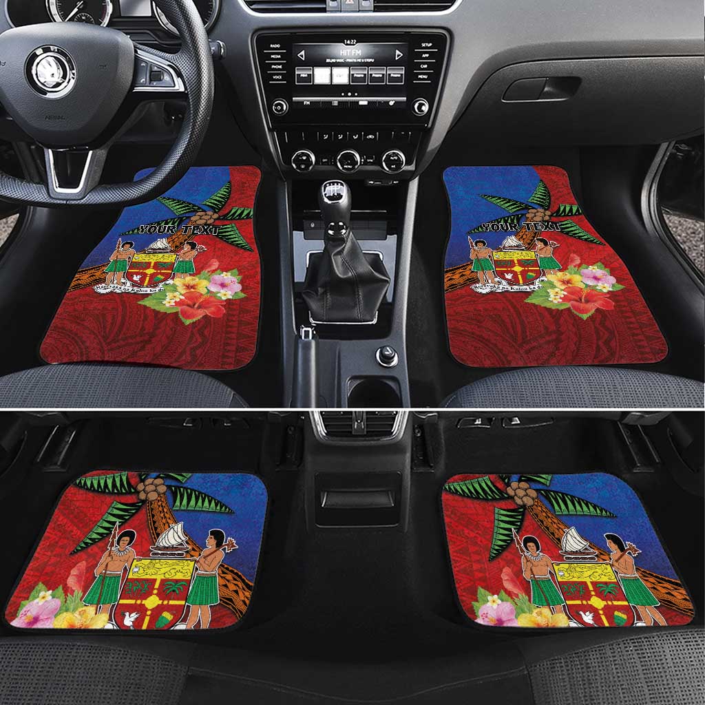Personalised Fiji and Rotuma Together Car Mats Fjian Masi and Pacific Pattern Mix Culture