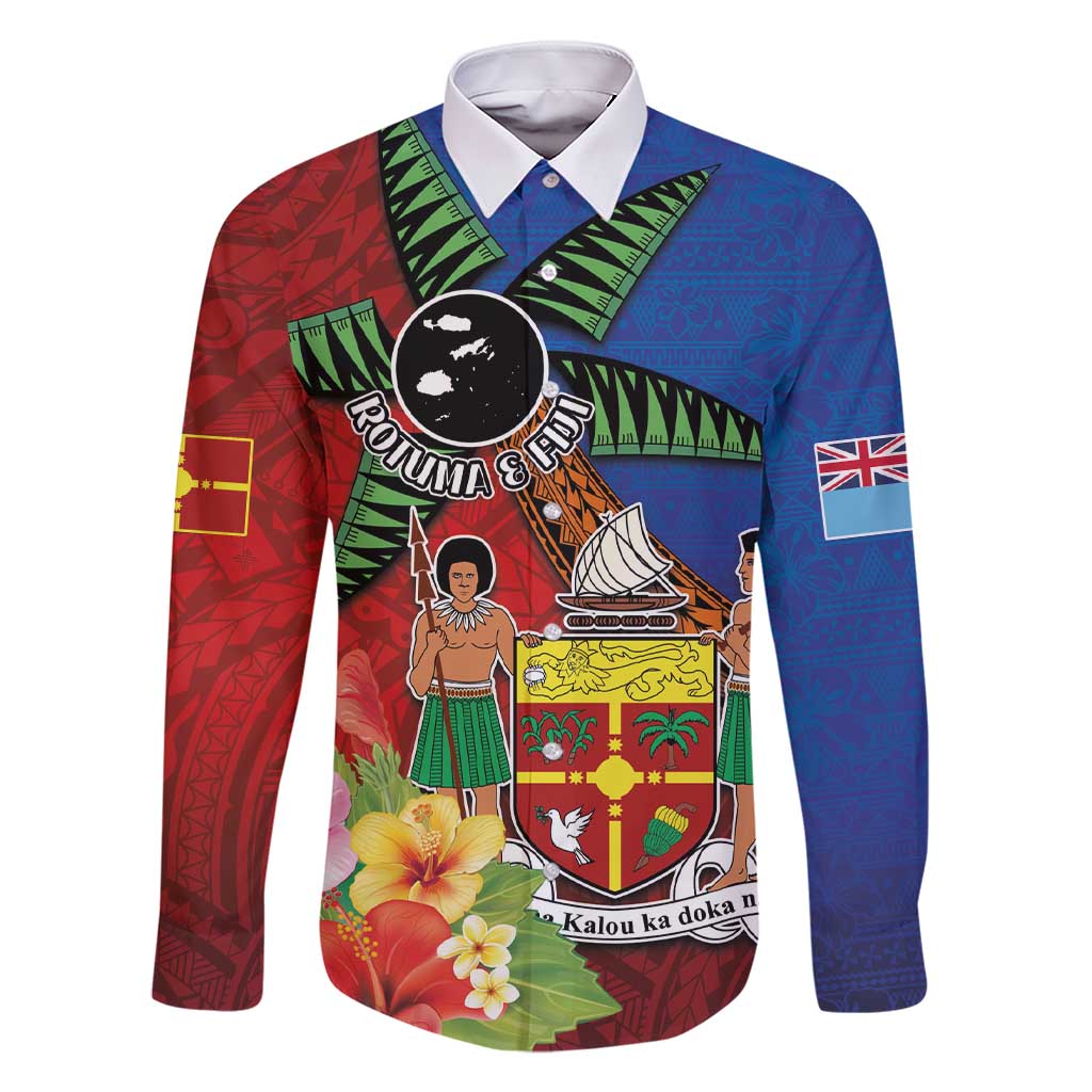 Personalised Fiji and Rotuma Together Family Matching Short Sleeve Bodycon Dress and Hawaiian Shirt Fjian Masi and Pacific Pattern Mix Culture