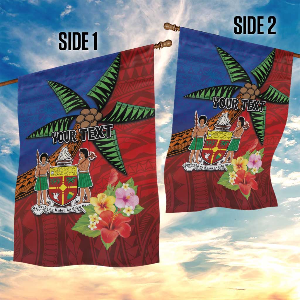 Personalised Fiji and Rotuma Together Garden Flag Fjian Masi and Pacific Pattern Mix Culture