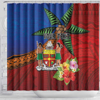 Personalised Fiji and Rotuma Together Shower Curtain Fjian Masi and Pacific Pattern Mix Culture