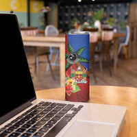 Personalised Fiji and Rotuma Together Skinny Tumbler Fjian Masi and Pacific Pattern Mix Culture