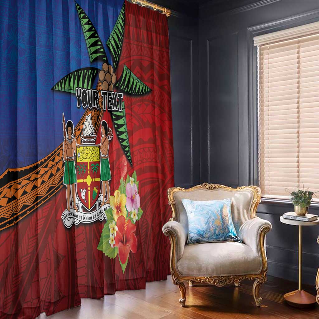 Personalised Fiji and Rotuma Together Window Curtain Fjian Masi and Pacific Pattern Mix Culture LT03 - Polynesian Pride