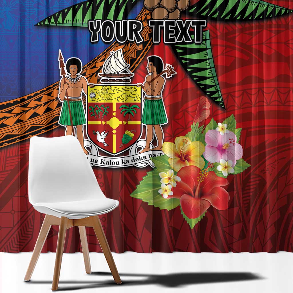 Personalised Fiji and Rotuma Together Window Curtain Fjian Masi and Pacific Pattern Mix Culture LT03 - Polynesian Pride