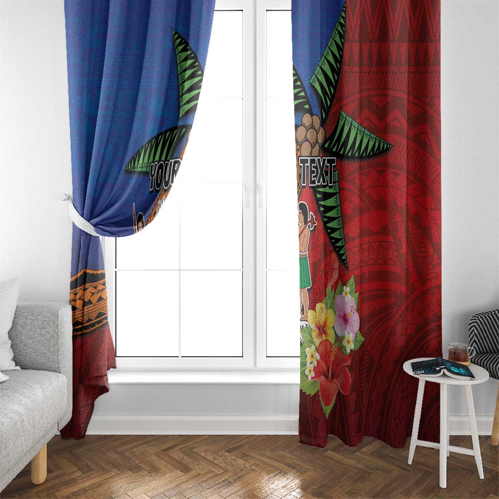 Personalised Fiji and Rotuma Together Window Curtain Fjian Masi and Pacific Pattern Mix Culture LT03 - Polynesian Pride
