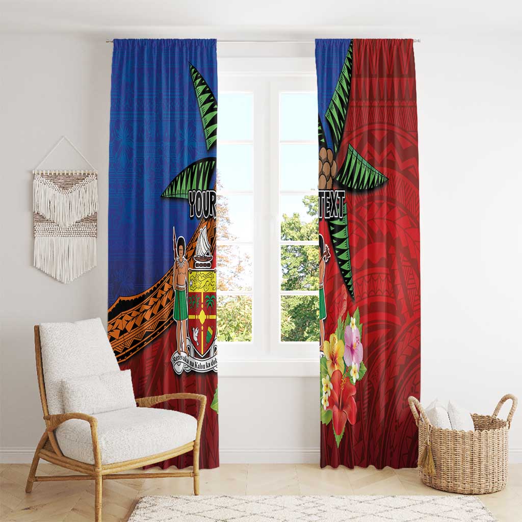 Personalised Fiji and Rotuma Together Window Curtain Fjian Masi and Pacific Pattern Mix Culture LT03 - Polynesian Pride