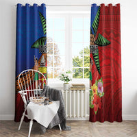 Personalised Fiji and Rotuma Together Window Curtain Fjian Masi and Pacific Pattern Mix Culture LT03 - Polynesian Pride