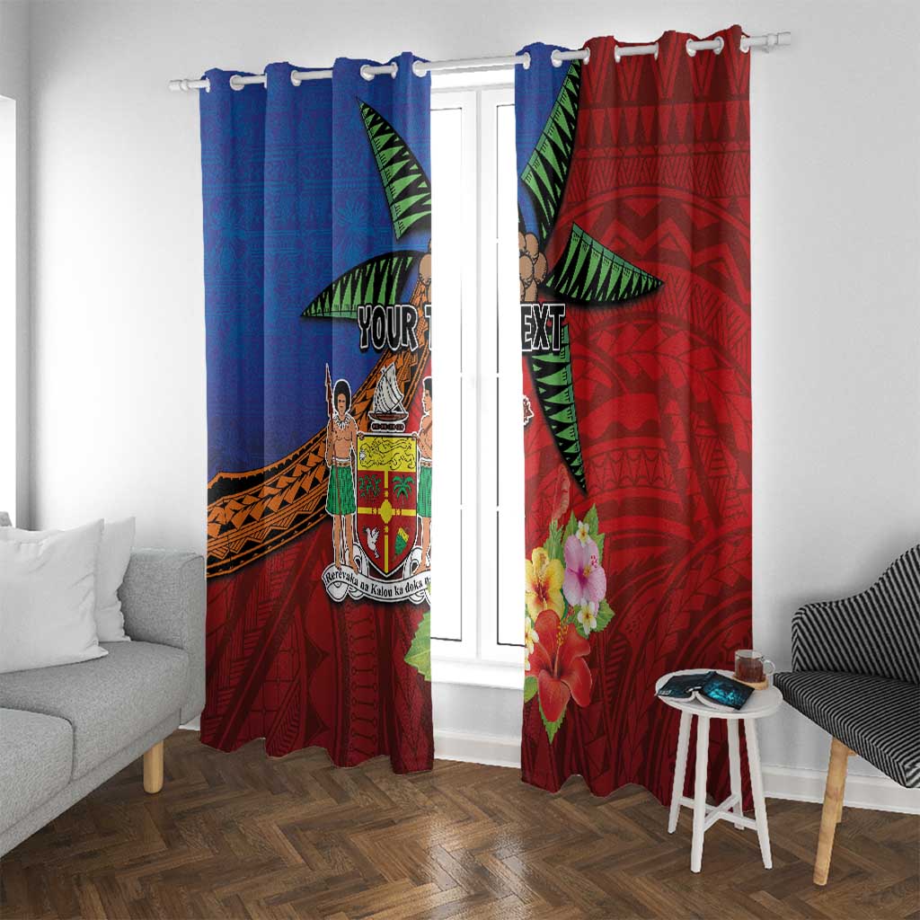 Personalised Fiji and Rotuma Together Window Curtain Fjian Masi and Pacific Pattern Mix Culture LT03 With Grommets Red - Polynesian Pride