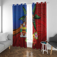 Personalised Fiji and Rotuma Together Window Curtain Fjian Masi and Pacific Pattern Mix Culture LT03 With Grommets Red - Polynesian Pride