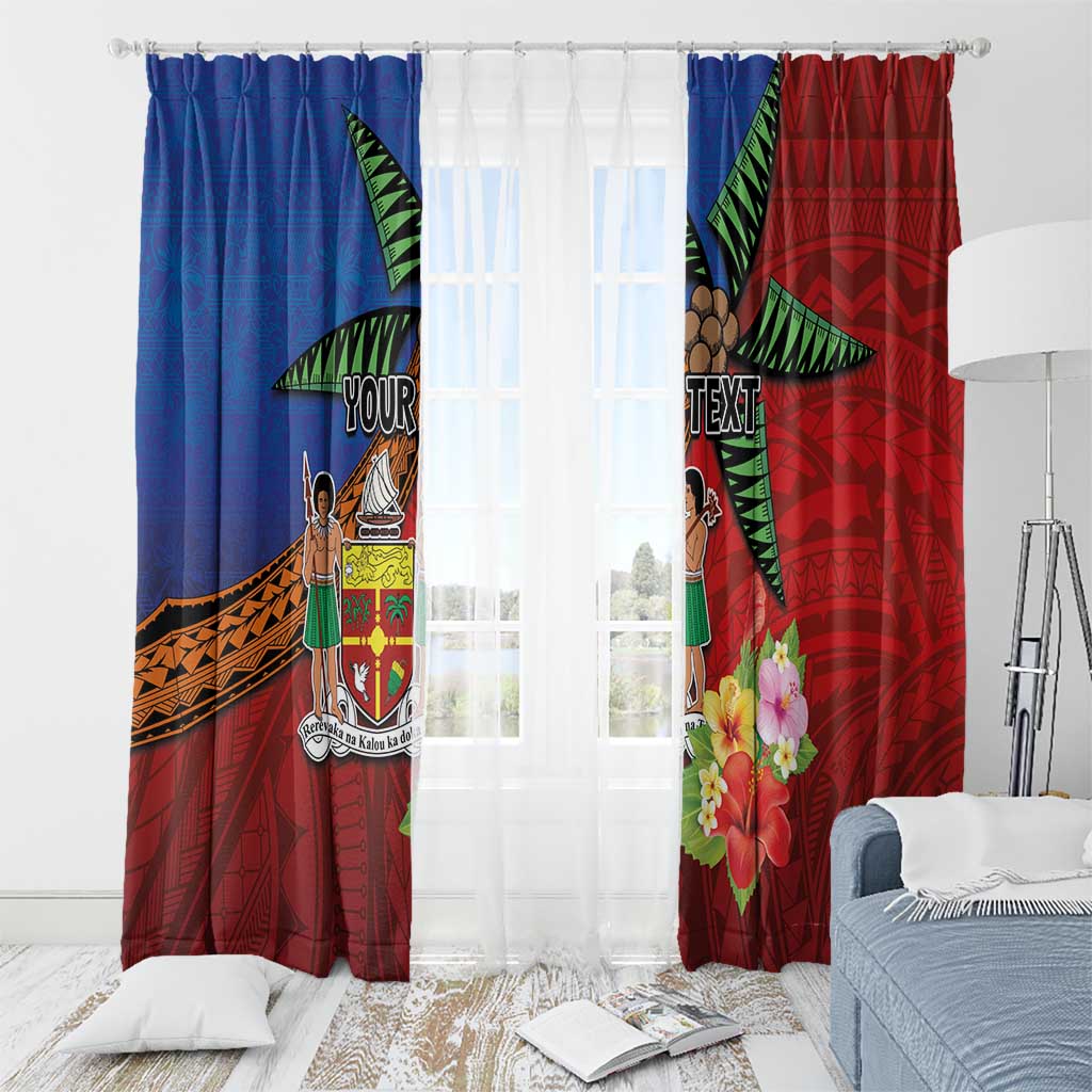 Personalised Fiji and Rotuma Together Window Curtain Fjian Masi and Pacific Pattern Mix Culture LT03 - Polynesian Pride