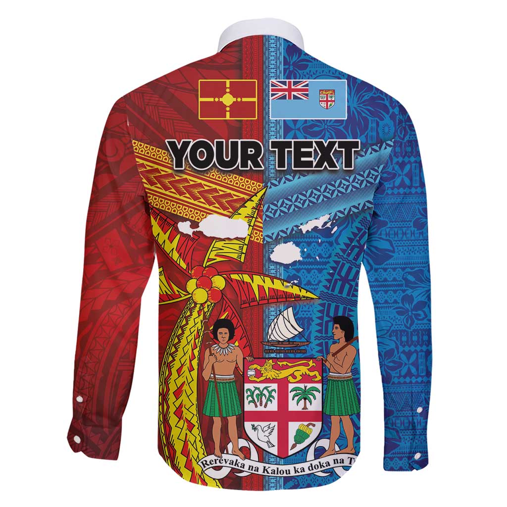 Personalised Fiji and Rotuma Together Family Matching Short Sleeve Bodycon Dress and Hawaiian Shirt Tapa and Pacific Art Pattern with Cultural Emblems Half Style