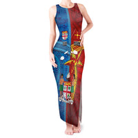 Personalised Fiji and Rotuma Together Tank Maxi Dress Tapa and Pacific Art Pattern with Cultural Emblems Half Style