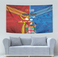 Personalised Fiji and Rotuma Together Tapestry Tapa and Pacific Art Pattern with Cultural Emblems Half Style LT03 - Polynesian Pride