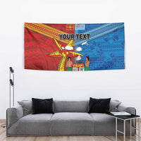 Personalised Fiji and Rotuma Together Tapestry Tapa and Pacific Art Pattern with Cultural Emblems Half Style LT03 - Polynesian Pride