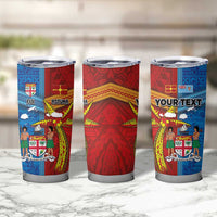 Personalised Fiji and Rotuma Together Tumbler Cup Tapa and Pacific Art Pattern with Cultural Emblems Half Style