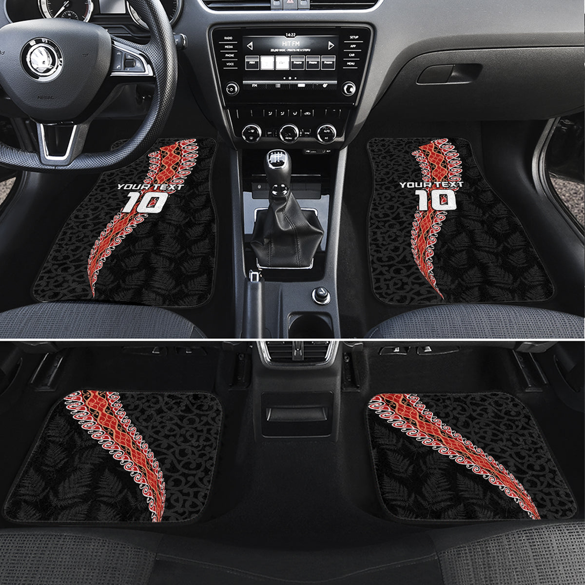 Custom New Zealand Rugby Car Mats Maori and Silver Fern Half Style