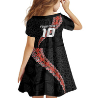Custom New Zealand Rugby Family Matching Off The Shoulder Long Sleeve Dress and Hawaiian Shirt Maori and Silver Fern Half Style