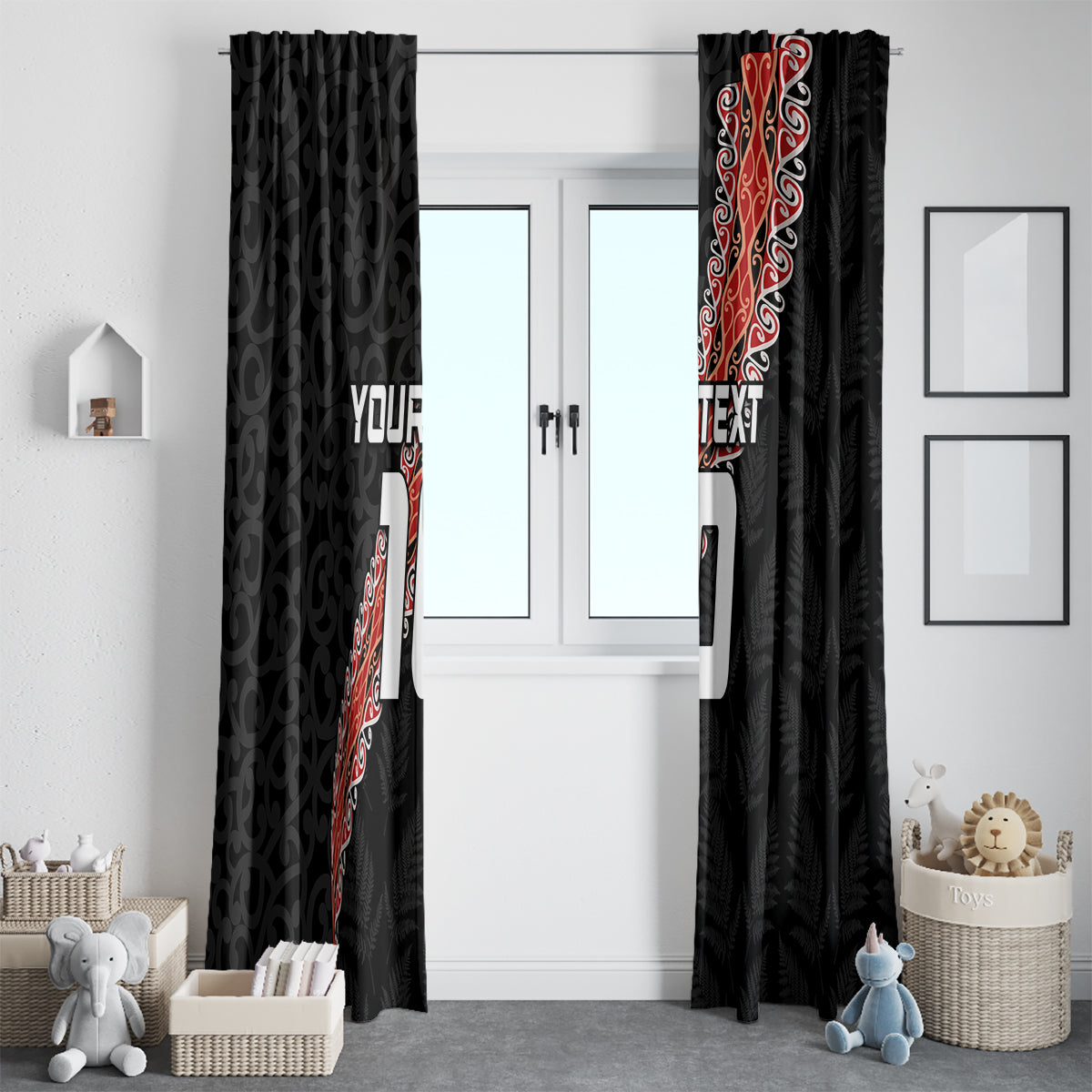 Custom New Zealand Rugby Window Curtain Maori and Silver Fern Half Style