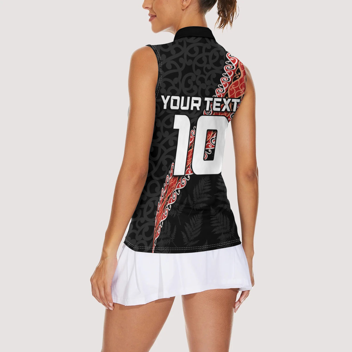 Custom New Zealand Rugby Women Sleeveless Polo Shirt Maori and Silver Fern Half Style